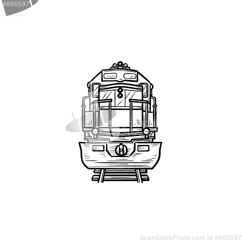 Image of Front view of train hand drawn outline doodle icon.