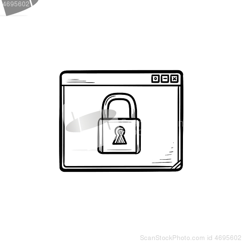 Image of Browser window with padlock hand drawn outline doodle icon.