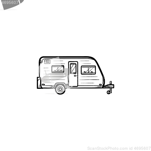 Image of Camper hand drawn outline doodle icon.