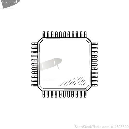 Image of Computer chip hand drawn outline doodle icon.