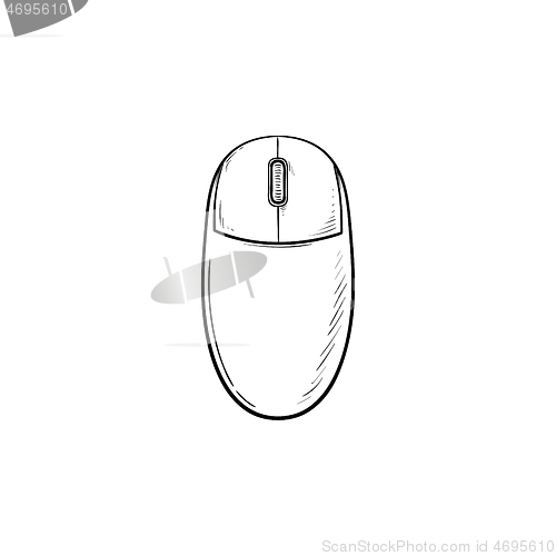 Image of Computer mouse hand drawn outline doodle icon.