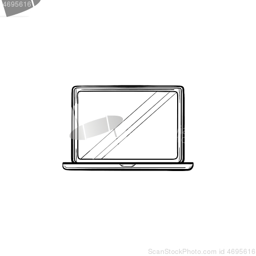 Image of Open laptop hand drawn outline doodle icon.