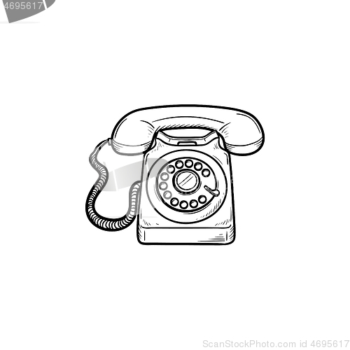 Image of Vintage telephone hand drawn outline doodle icon.