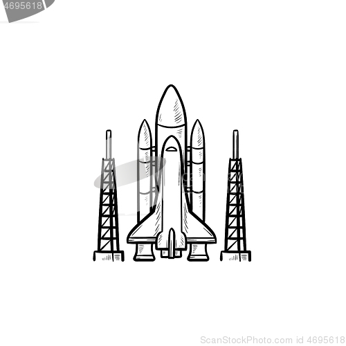 Image of Space shuttle hand drawn outline doodle icon.