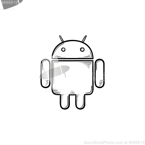 Image of Phone robot hand drawn outline doodle icon.