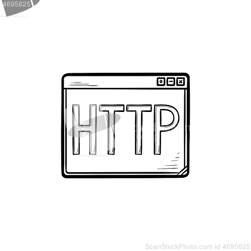 Image of Browser window with http text hand drawn outline doodle icon.