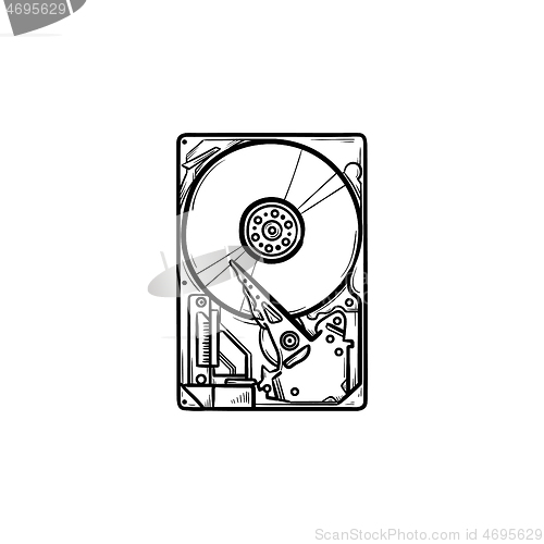 Image of Hard drive hand drawn outline doodle icon.