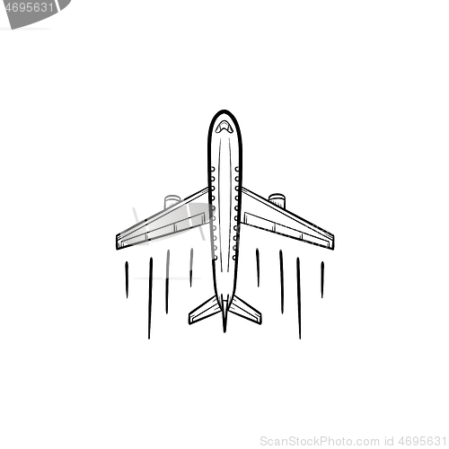 Image of Airplane hand drawn outline doodle icon.