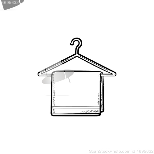 Image of Hanger with towel hand drawn outline doodle icon.