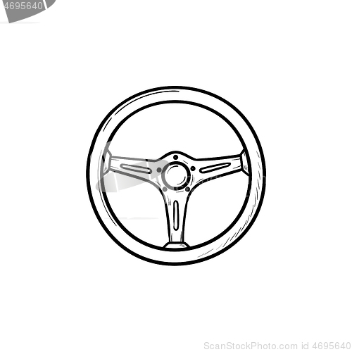 Image of Steering wheel hand drawn outline doodle icon.