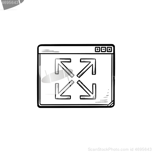 Image of Browser window expansion hand drawn outline doodle icon.