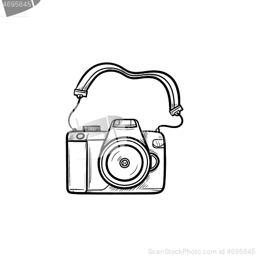 Image of Photo camera hand drawn outline doodle icon.