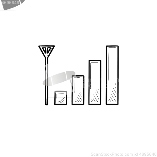 Image of Mobile phone signal bars hand drawn outline doodle icon.