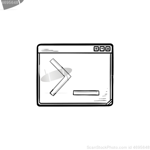 Image of Browser window with command line hand drawn outline doodle icon.