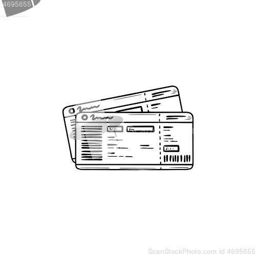 Image of Bus tickets hand drawn outline doodle icon.