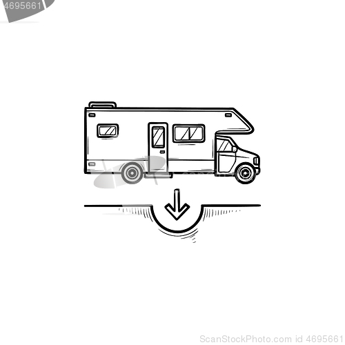 Image of Camper hand drawn outline doodle icon.