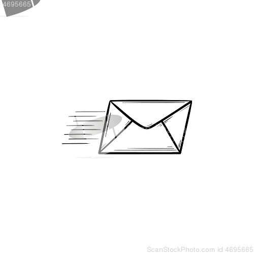 Image of Flying mail hand drawn outline doodle icon.