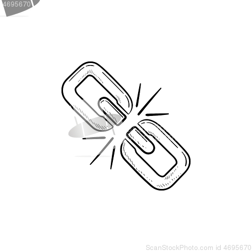 Image of Broken chain link hand drawn outline doodle icon.