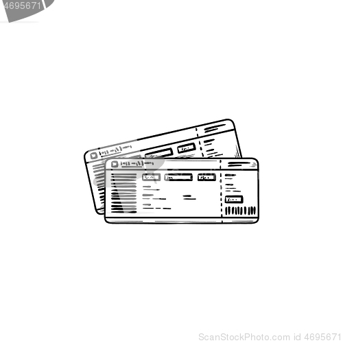 Image of Train ticket hand drawn outline doodle icon.