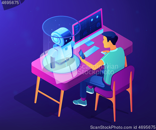 Image of Robotics programming concept vector isometric illustration.