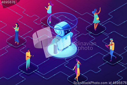 Image of Social robotics concept vector isometric illustration.