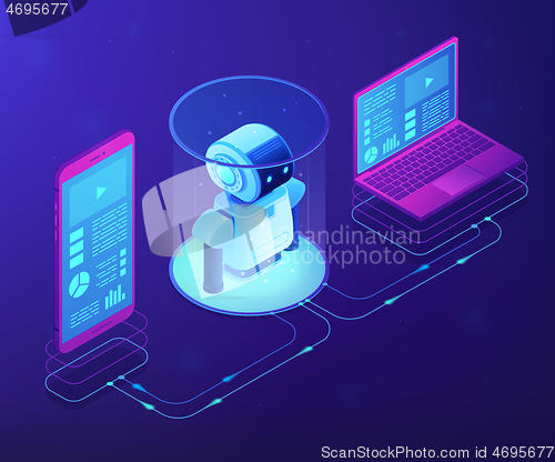 Image of WiFi controlled robotics concept vector isometric illustration.