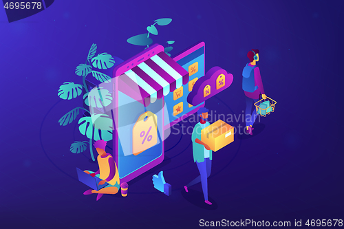 Image of Online discount store concept vector isometric illustration.