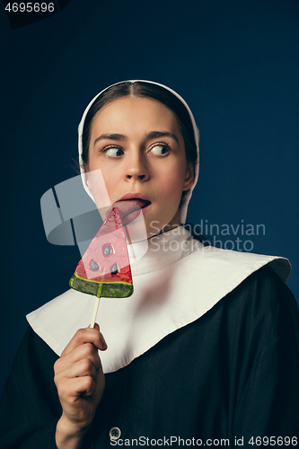 Image of Medieval young woman as a nun