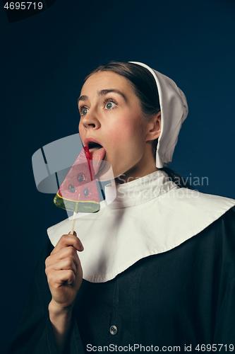 Image of Medieval young woman as a nun