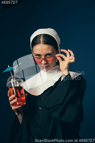 Image of Medieval young woman as a nun