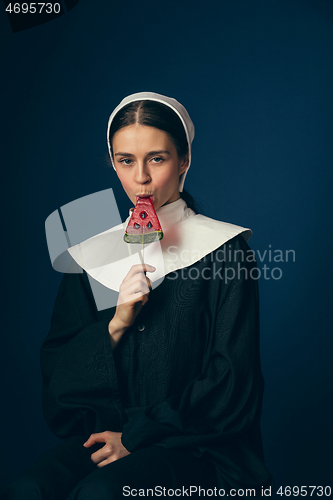 Image of Medieval young woman as a nun