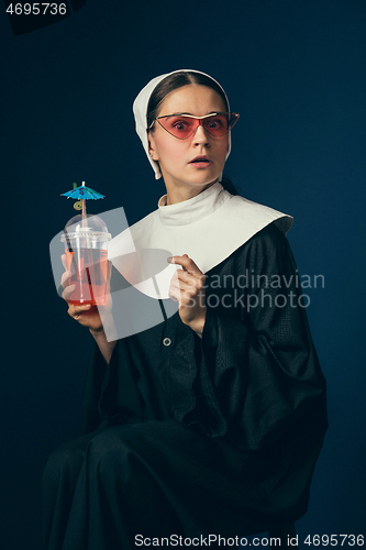 Image of Medieval young woman as a nun