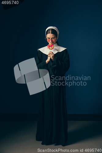 Image of Medieval young woman as a nun