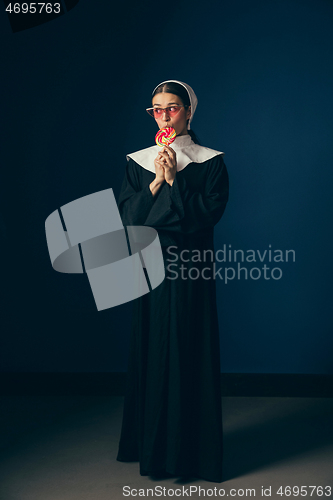 Image of Medieval young woman as a nun