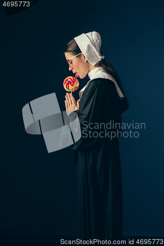 Image of Medieval young woman as a nun