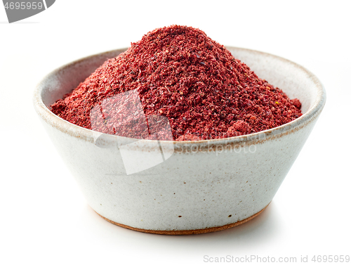 Image of bowl of dried cranberry powder