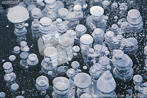 Image of Winter ice with gas bubbles trapped inside