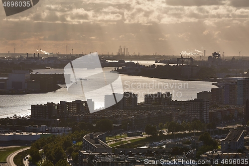 Image of Rotterdam Port Dusk Panorma from Euromast