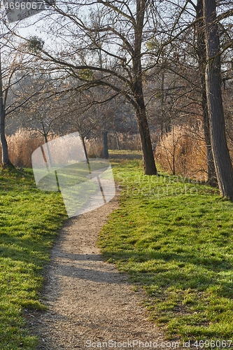 Image of Walk in the autumn lakeside park