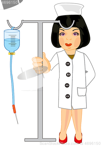 Image of Girl physician with instrument drop counter cartoon