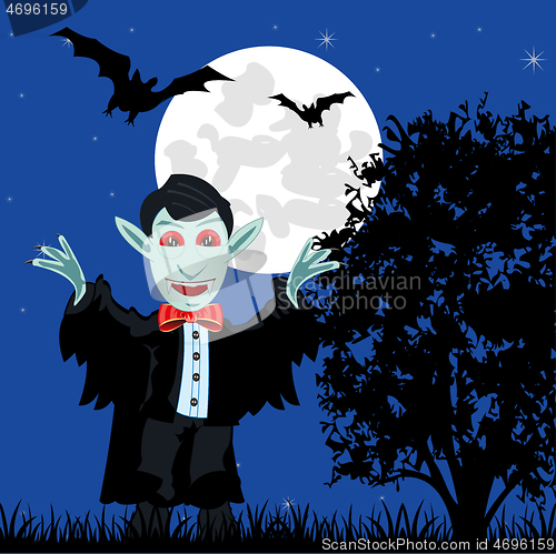 Image of Night landscape and evil spirits vampire and bats