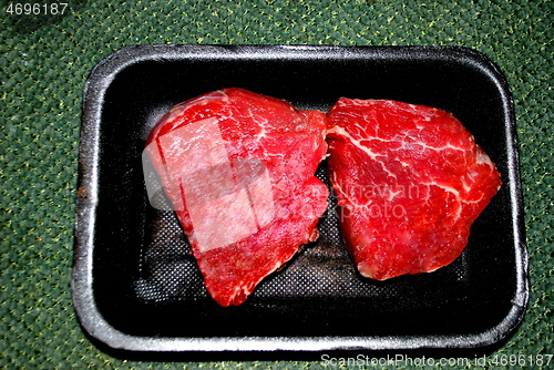 Image of Raw tenderloin steaks.