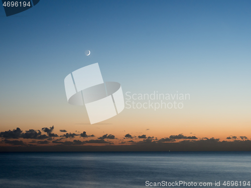 Image of Moon Earthshine at Dusk over English Channel