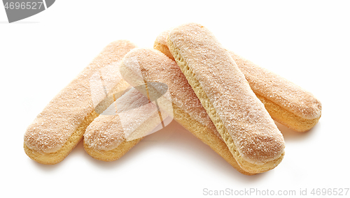 Image of Ladyfinger cookies on white background