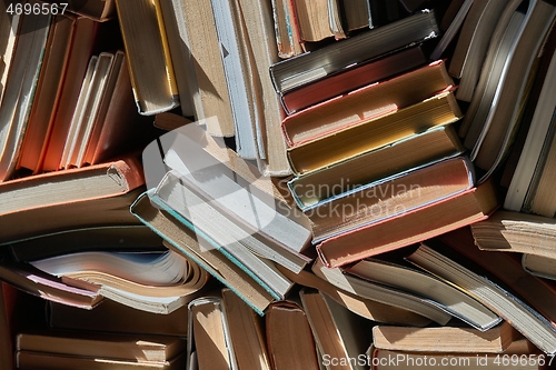 Image of Wall of books piled up