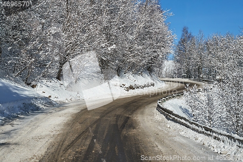 Image of Driving in snowy mountains