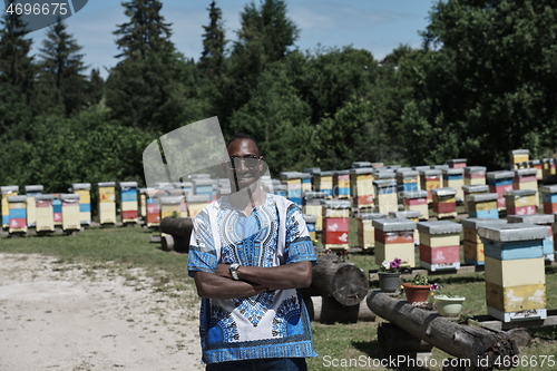 Image of african beekeeper local black honey producer