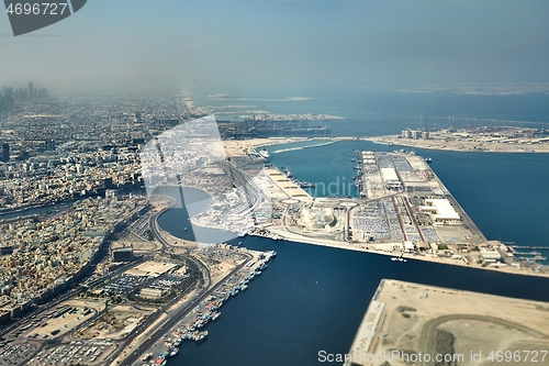 Image of Dubai View from Air, insustrial ports