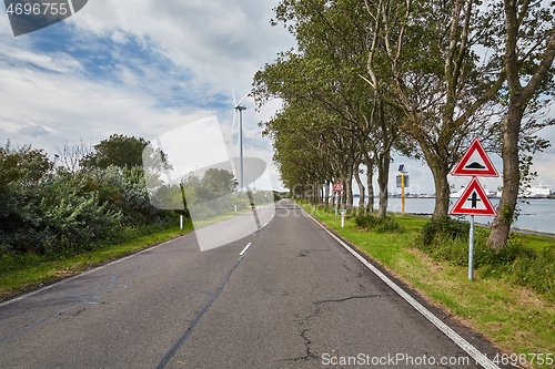 Image of Road on a narrow waterside land in the Port of Rotterdam