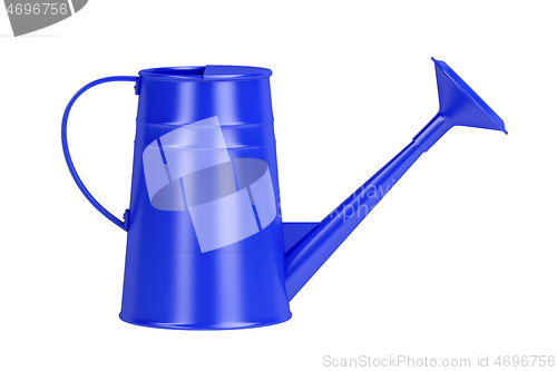 Image of Blue watering can, side view